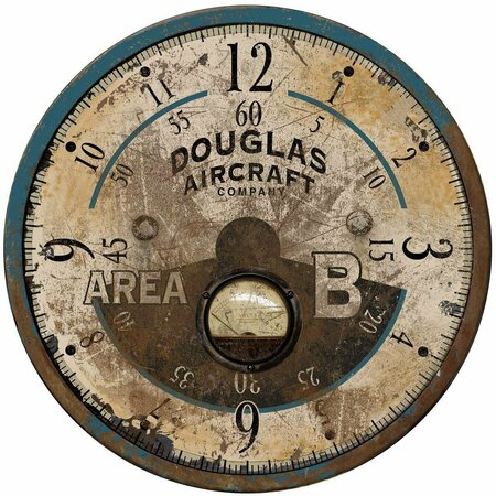 HOMEROOTS 18 in. Vintage Teal Aviators Wall Clock 401546